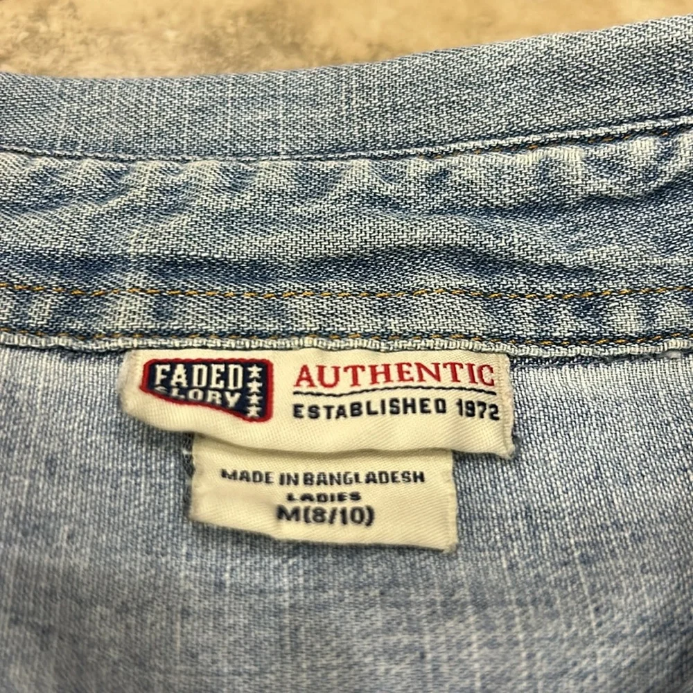 Faded Glory Classic Denim Short Sleeve Shirt Medium - Picture 3 of 7